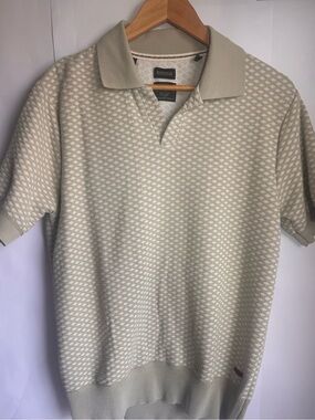 Buffalo David Bitton Men's Short Sleeve Polo - Light Sage & Cream Pattern